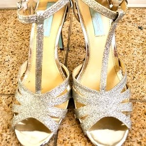 Betsey Johnson strappy glitter heels